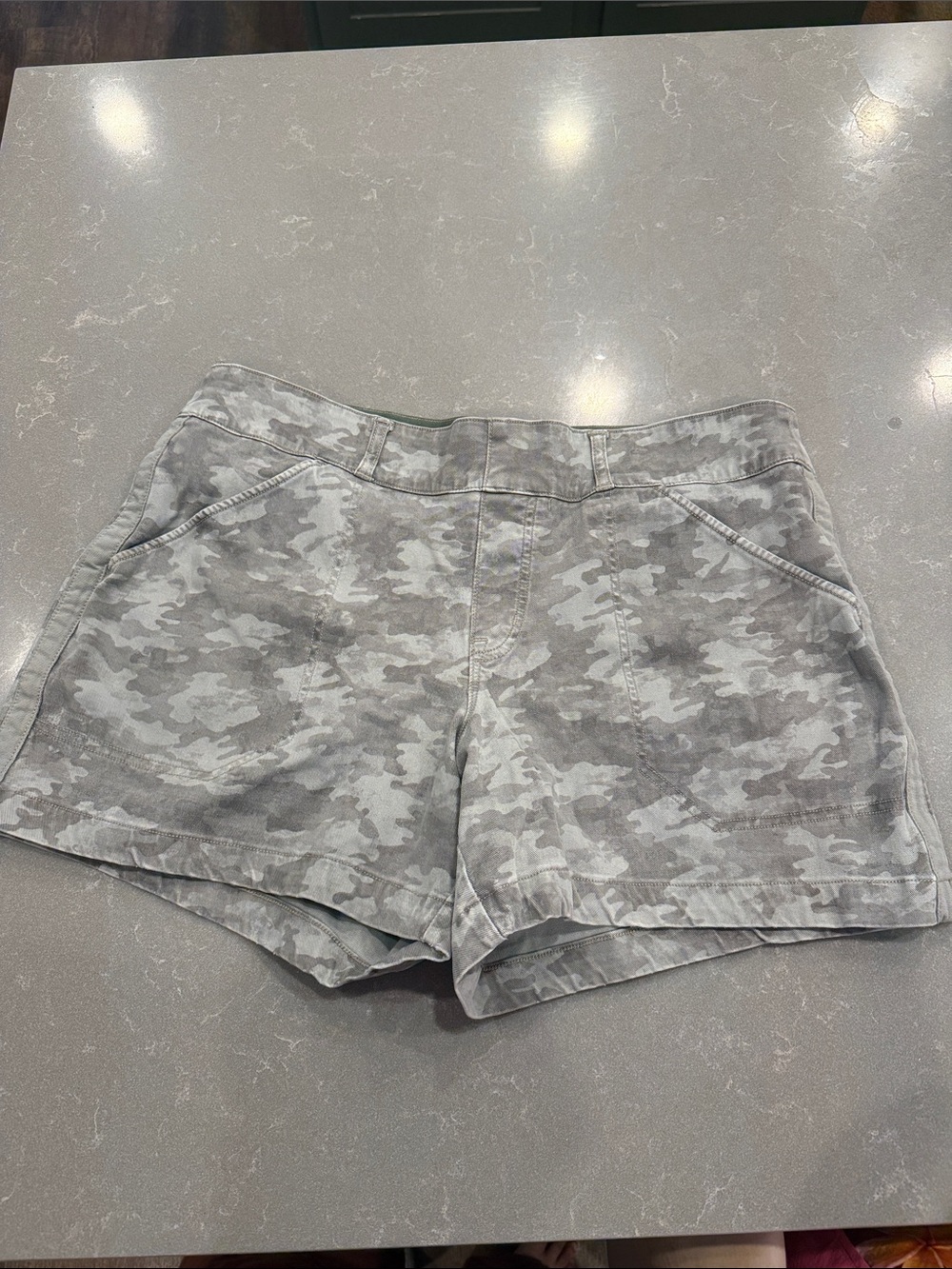SPANX Gray Camo High-Waist Shorts